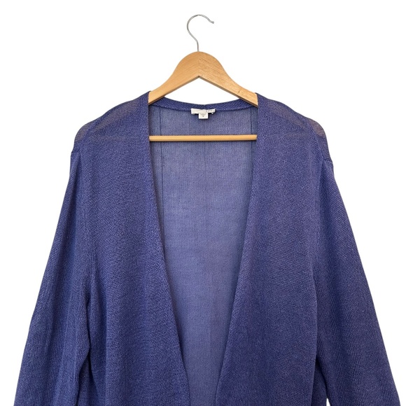 J Jill Long Length Duster Open Front Cardigan Womens XL Linen Blend Lagenlook - Picture 4 of 16